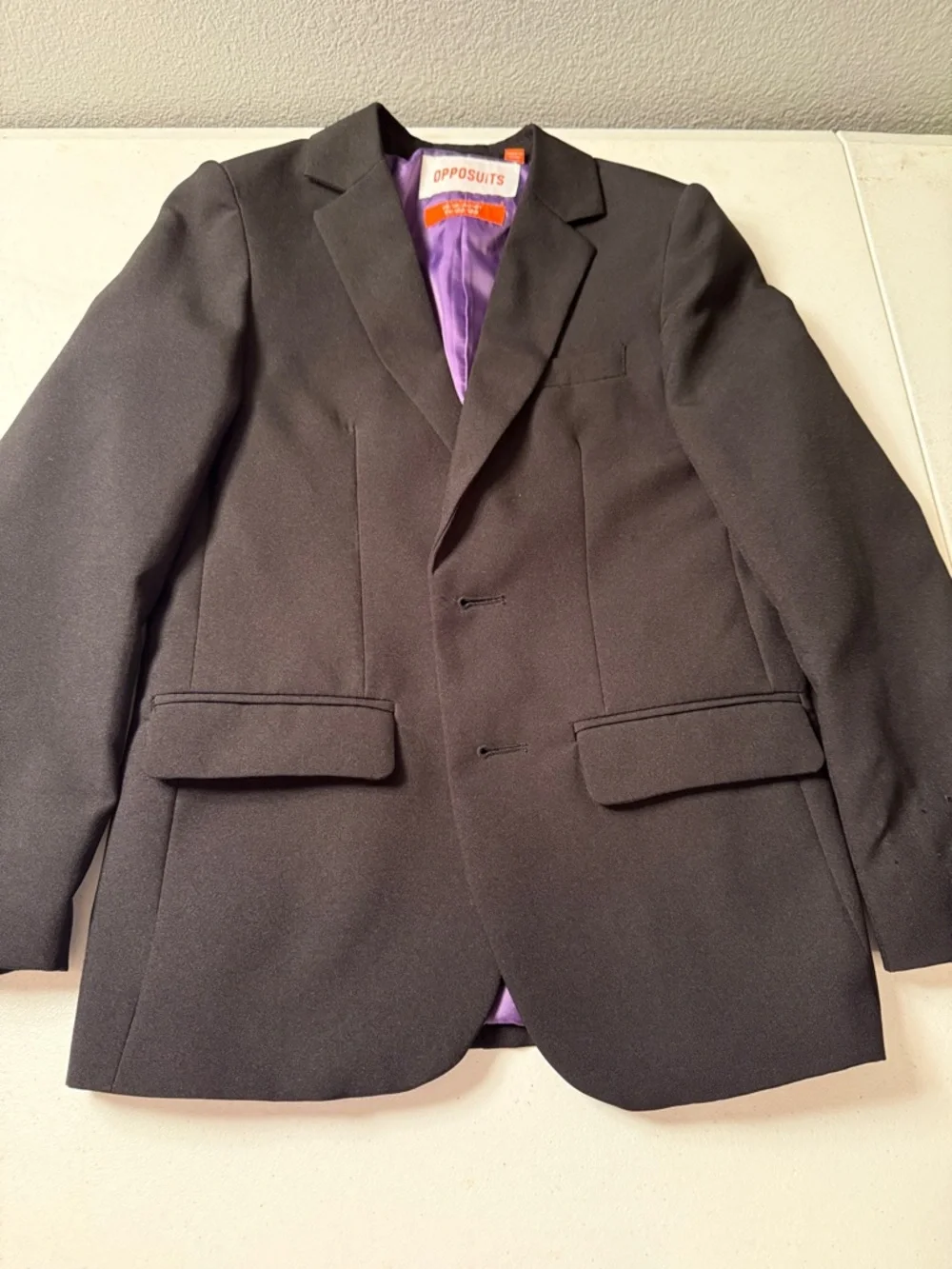 OppoSuits Black Sport Coat with Purple Lining